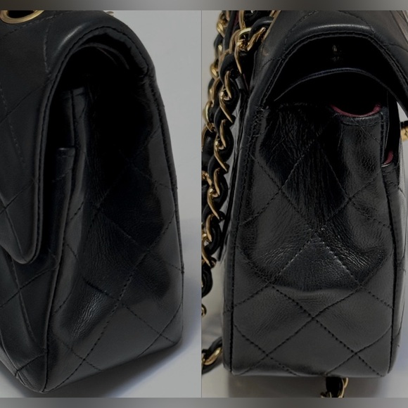 CHANEL CLASSIC DOUBLE FLAP BAG VINTAGE 1988 SMALL Black 24K Gold - Picture 6 of 16